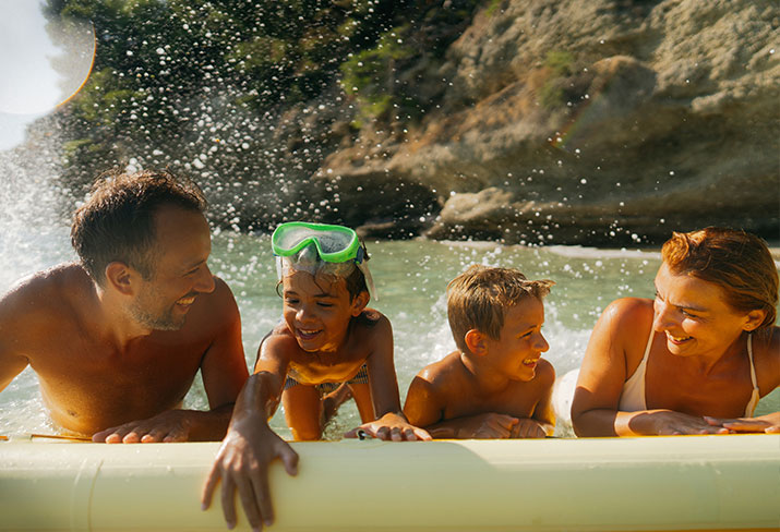 A family in the pool.