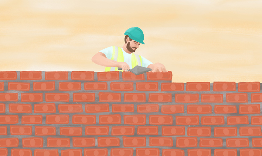 Person laying bricks
