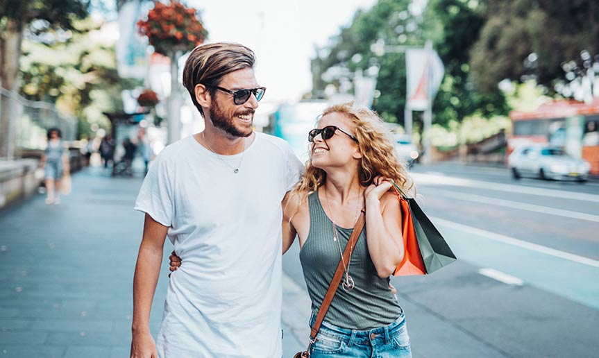 A man and women shopping.