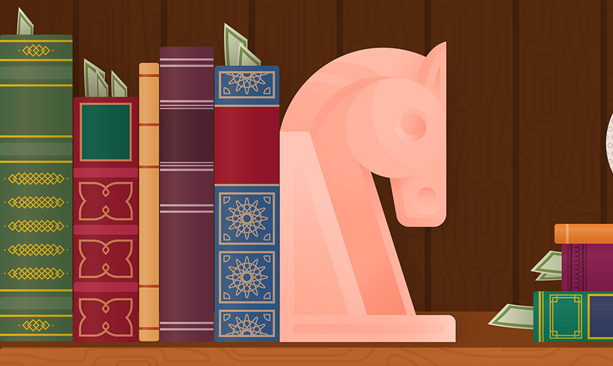 Illustration of books on a bookshelf